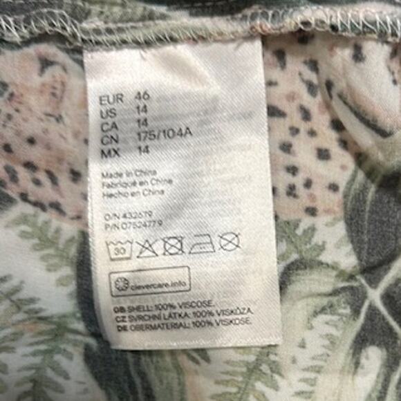 H&M Jungle Animal Print Jaguar Cat Oversized Tunic Blouse Flowy Tropical NWT 14 - Picture 9 of 15